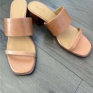 Madewell Nude Leather Block Heel Sandals